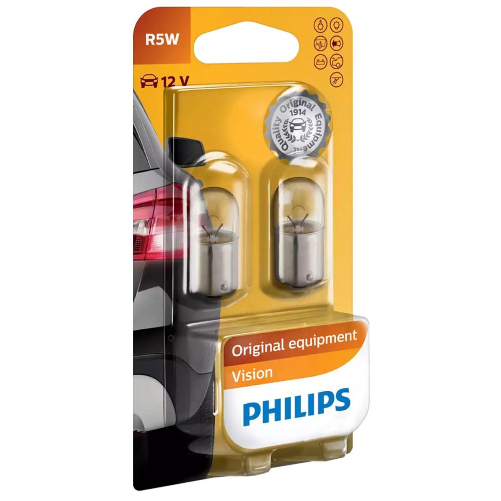 Philips BA15s metallsockellampa 12V 5W R5W 2 st.