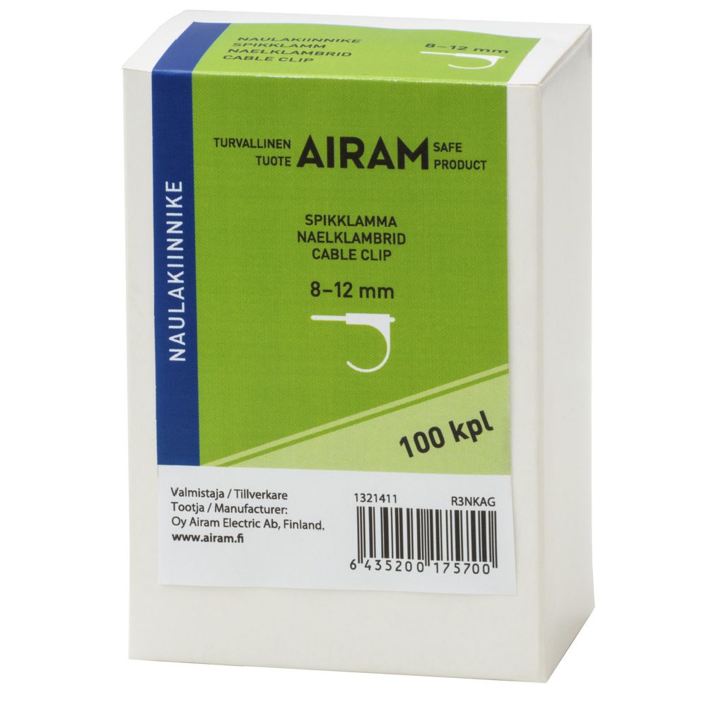 Airam kabelklammer TC 8–12 mm vit 100 st.