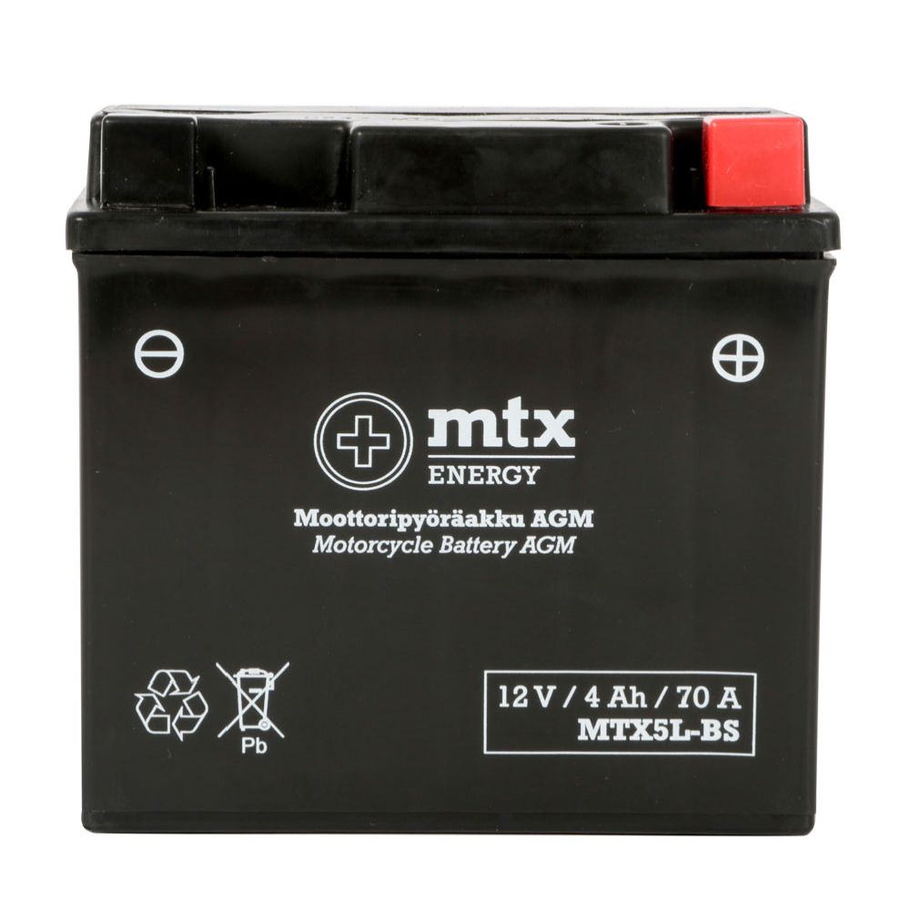 MTX Energy AGM-aku 12 V 4 Ah "MTX5L-BS" (P114 x L70 x K105 mm)