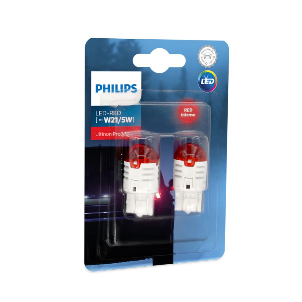 Philips Ultinon Pro3000 W21/5 LED-pirnid, 2 tk, punane