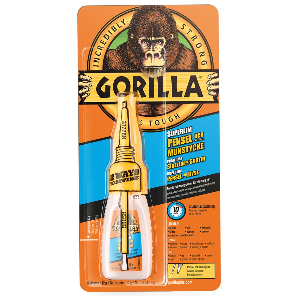 Gorilla Super Glue Brush & Nozzle snabblim 12 g