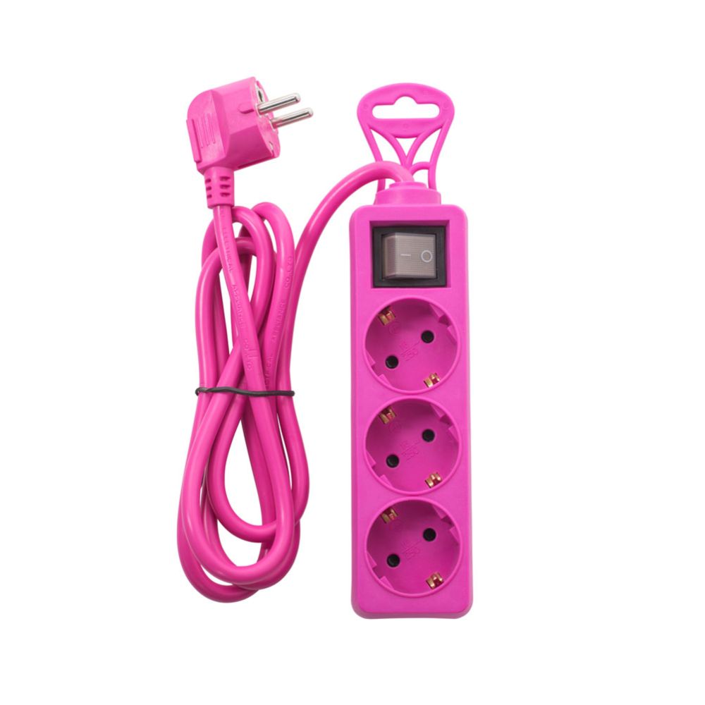 Airam 3-vägs grenuttag  + brytare 1,5 m rosa