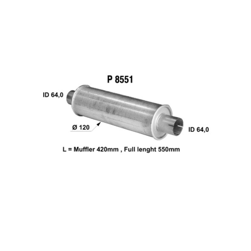 2-1/2" ø 12 x 40 cm ljuddämpare ø  63 mm