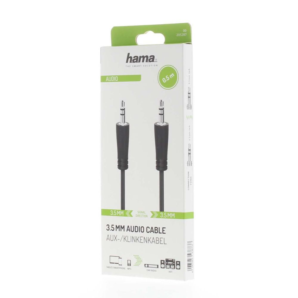 Hama Audiokaapeli, 3,5 mm uros - 3,5 mm uros, 0,5 m