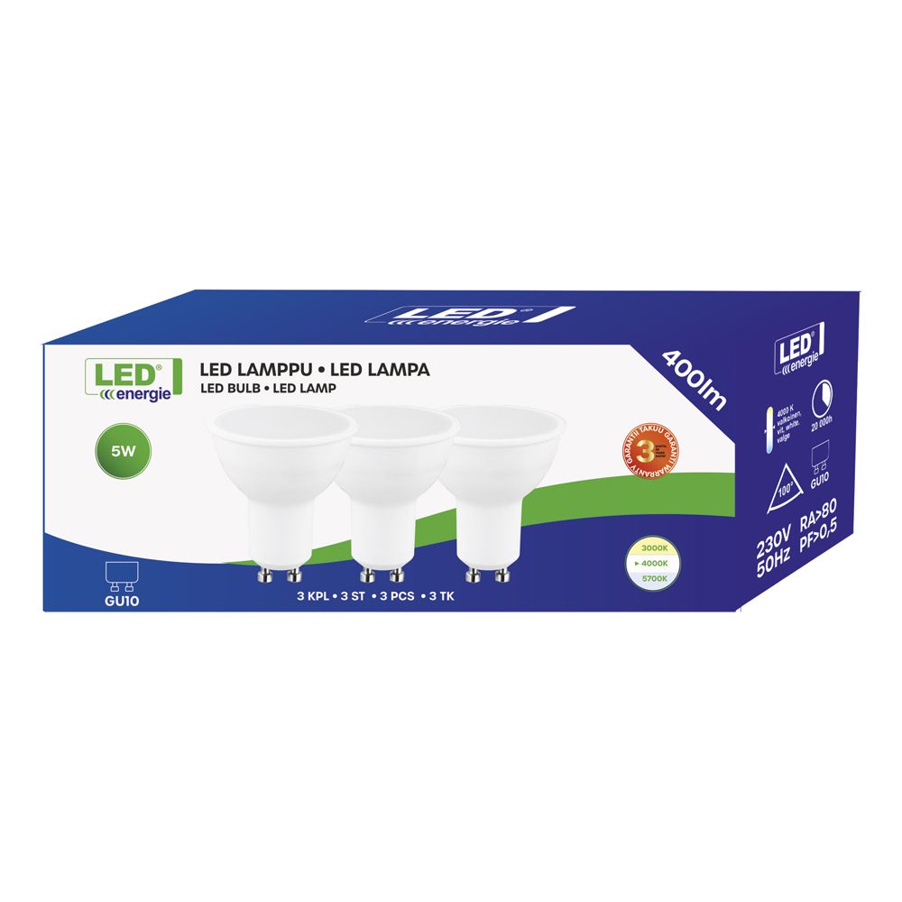 Led Energie LED-spotlight GU10 5 W 400 lm 4000 K 3 st.