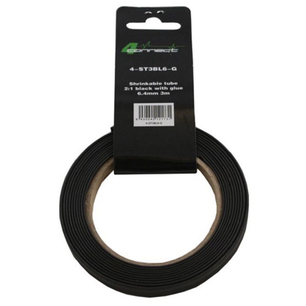 FOUR Connect Kutistesukka liimalla, 2:1 musta 6.4mm 3m
