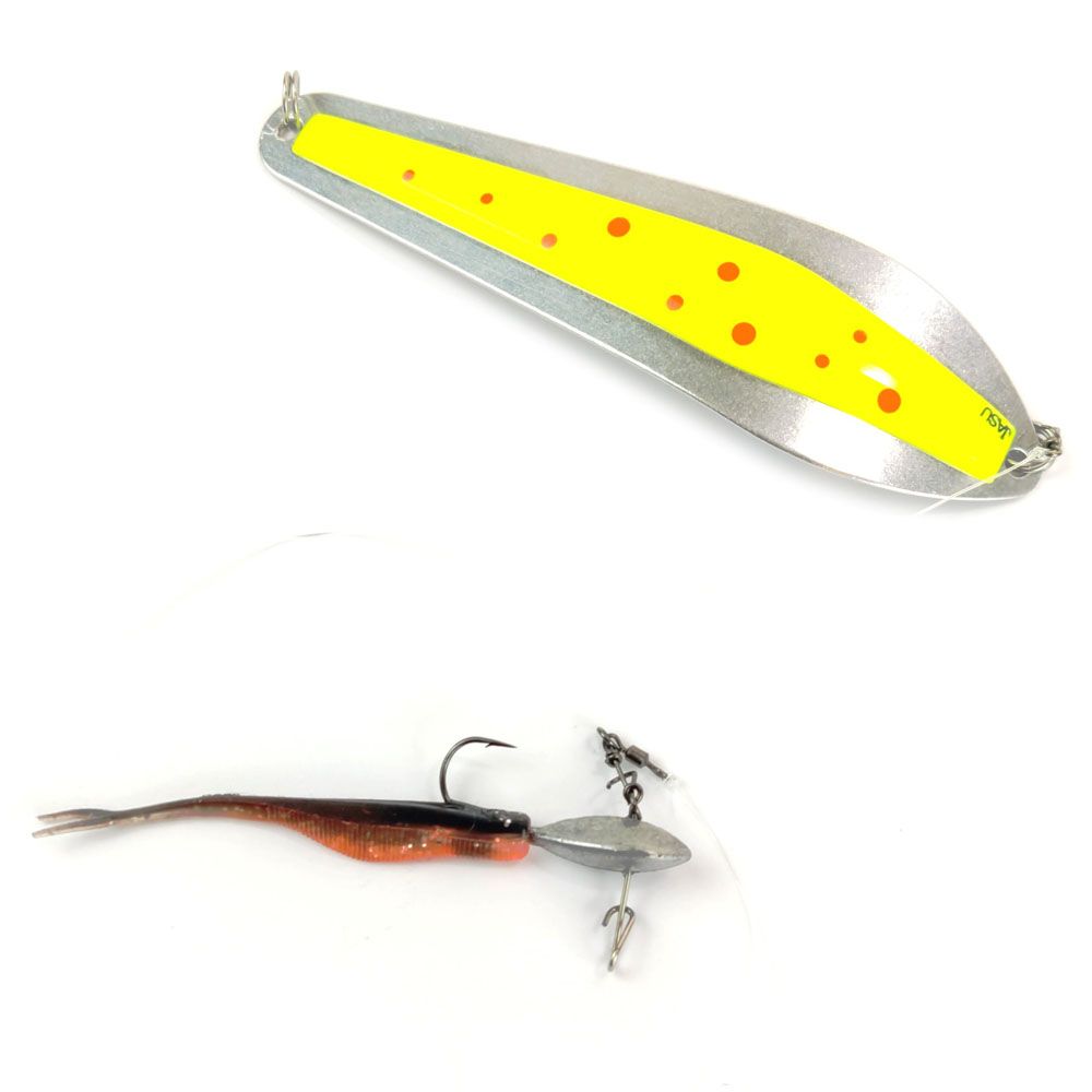 Jasu Pelti blänke gul/orange + jiggpirk 6 cm