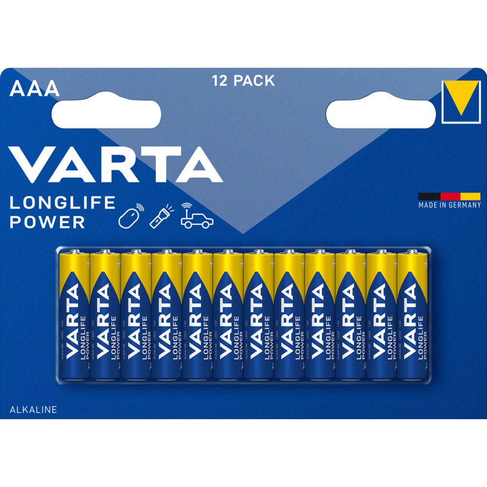 VARTA Longlife Power AAA-batteri, 12 st.