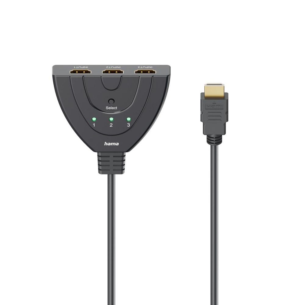 Hama HDMI-kytkin, HDMI uros (lähtö) - 3 x HDMI naaras (tulo), 4K
