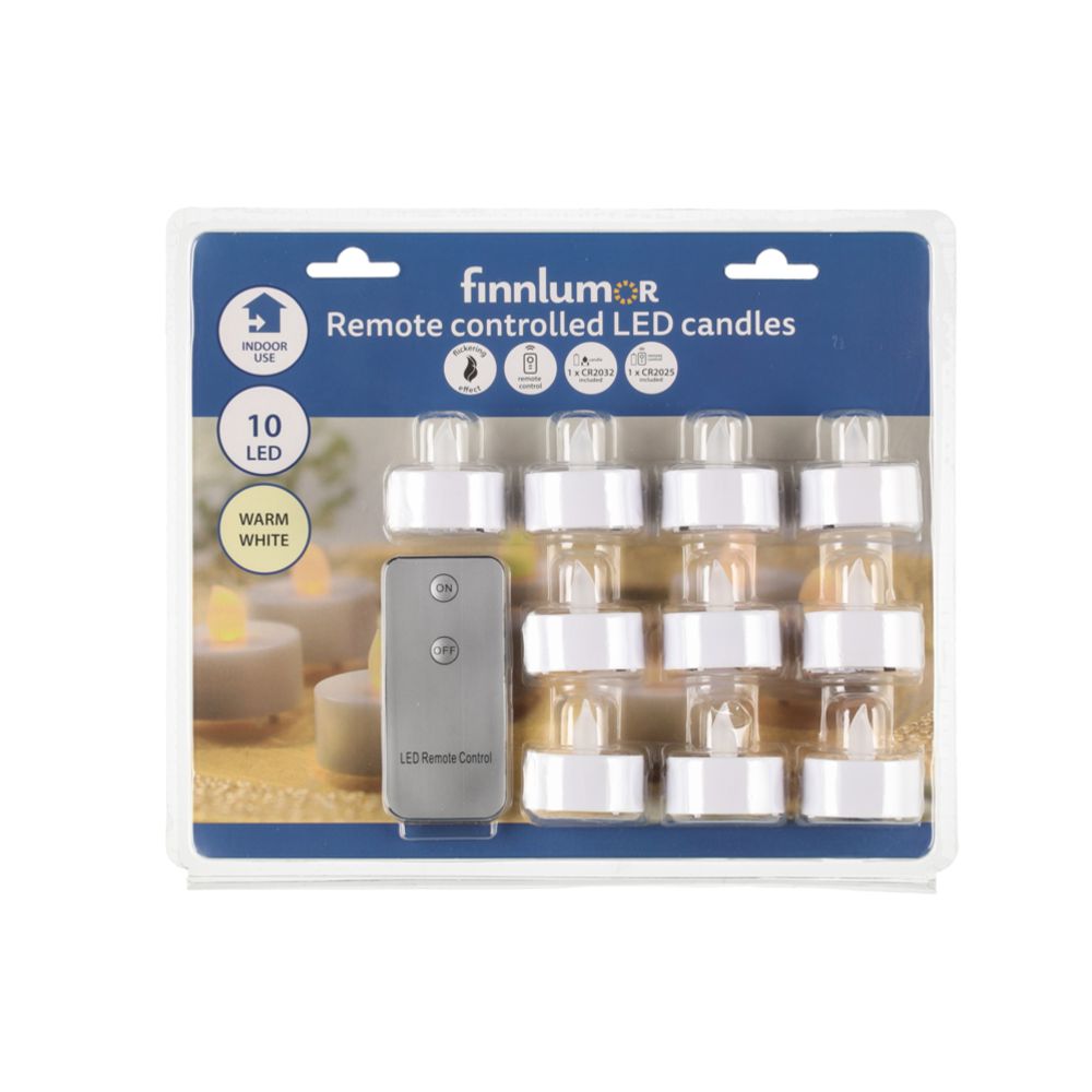Finnlumor LED küünalde komplekt, kaugjuhitav, 10 tk