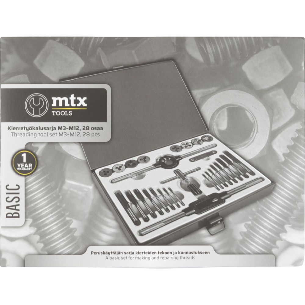 MTX Tools Basic kierretyökalusarja M3 - M12, 28 osaa