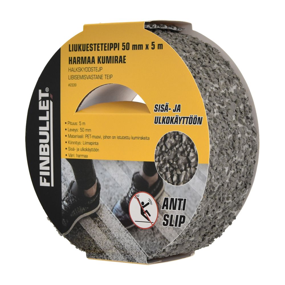 Finbullet Liukuesteteippi 50 mm x 5 m harmaa kumirae