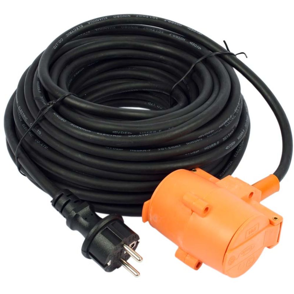 Jatkojohto kumikaapeli 20 m 3x1,5 mm² 2-osainen IP44