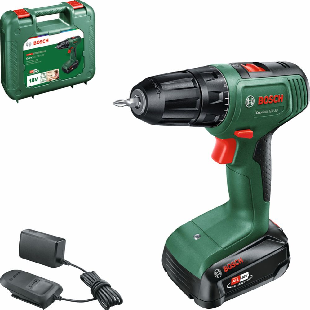 Bosch EasyDrill 18V-38 borrmaskin med väska och 2,0 Ah batteri