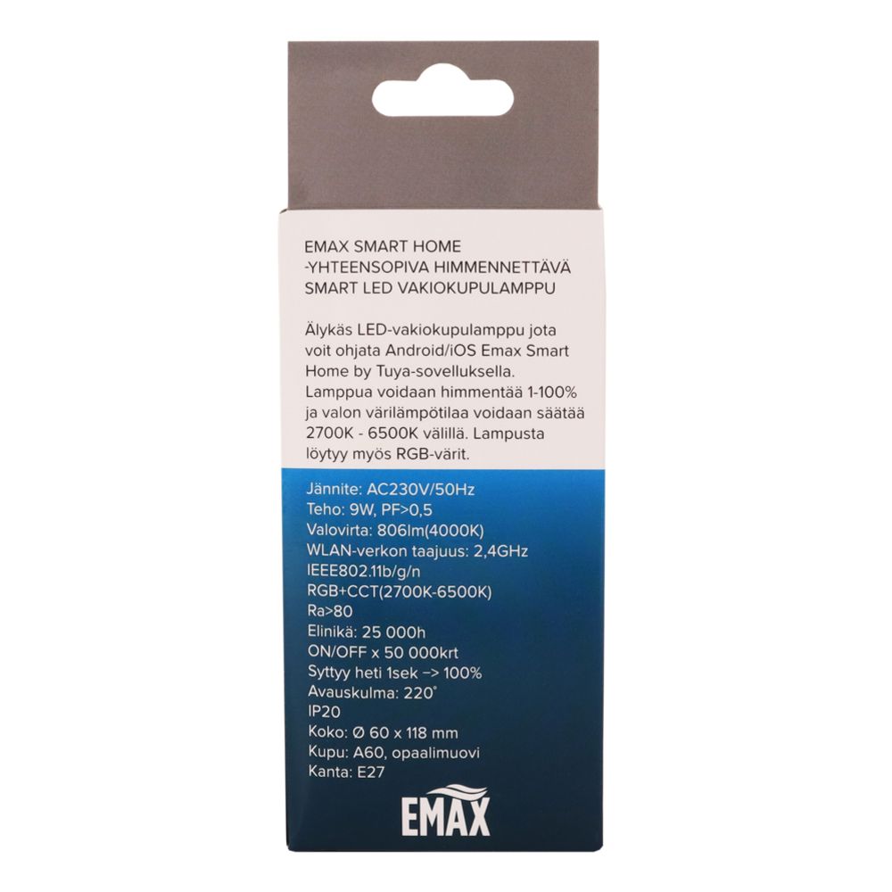 Emax Smart Home LED-vakiokupulamppu A60 E27 9W