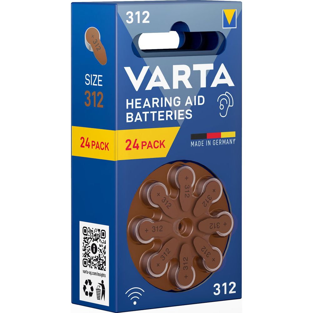Varta hörapparatsbatterier 312 (PR41) 24 st.
