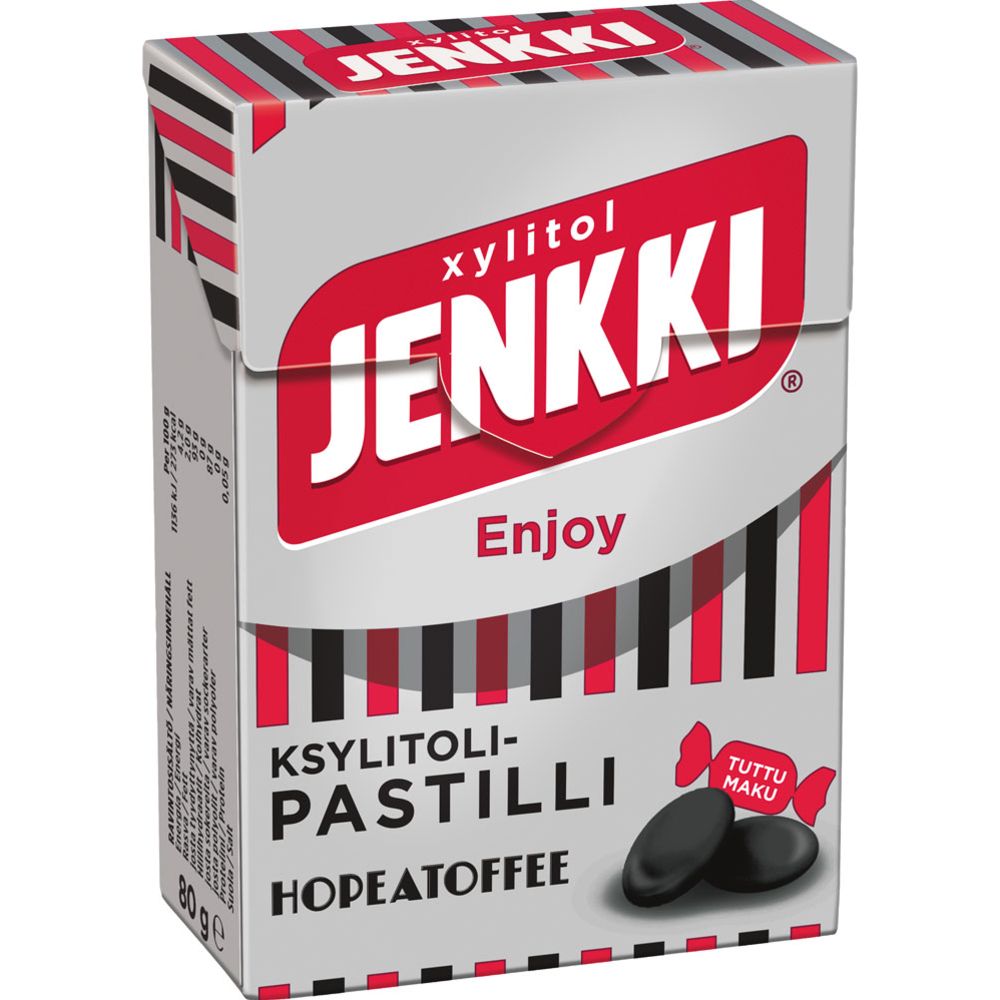 Jenkki Enjoy Hopeatoffee ksylitolipastilli 80 g