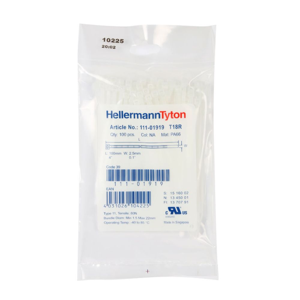 HellermannTyton buntband 100 x 2,5 mm vit 100 st.