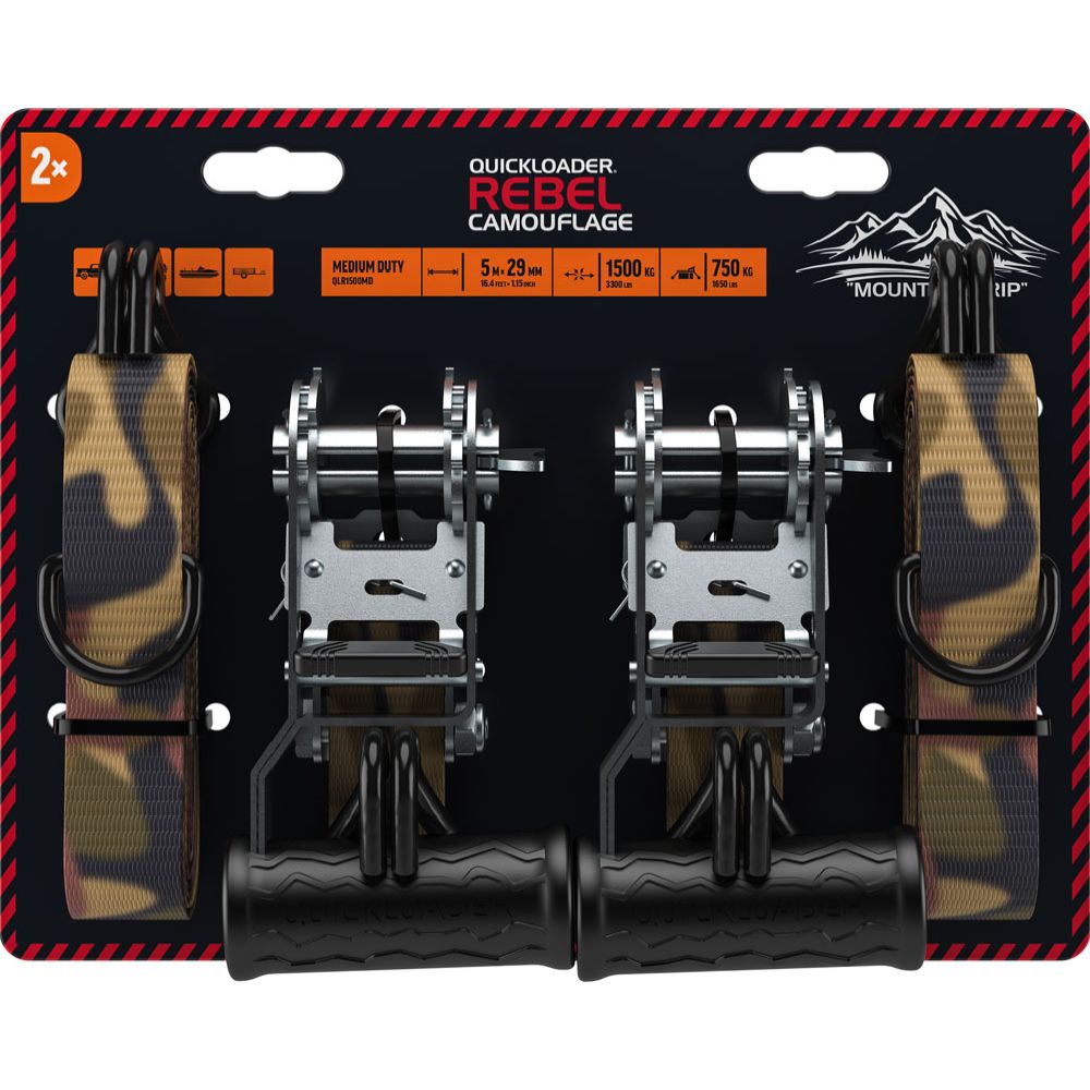 Quickloader D-rõngastega koormarihm, 1500 kg, 29 mm x 5 m, 2 tk