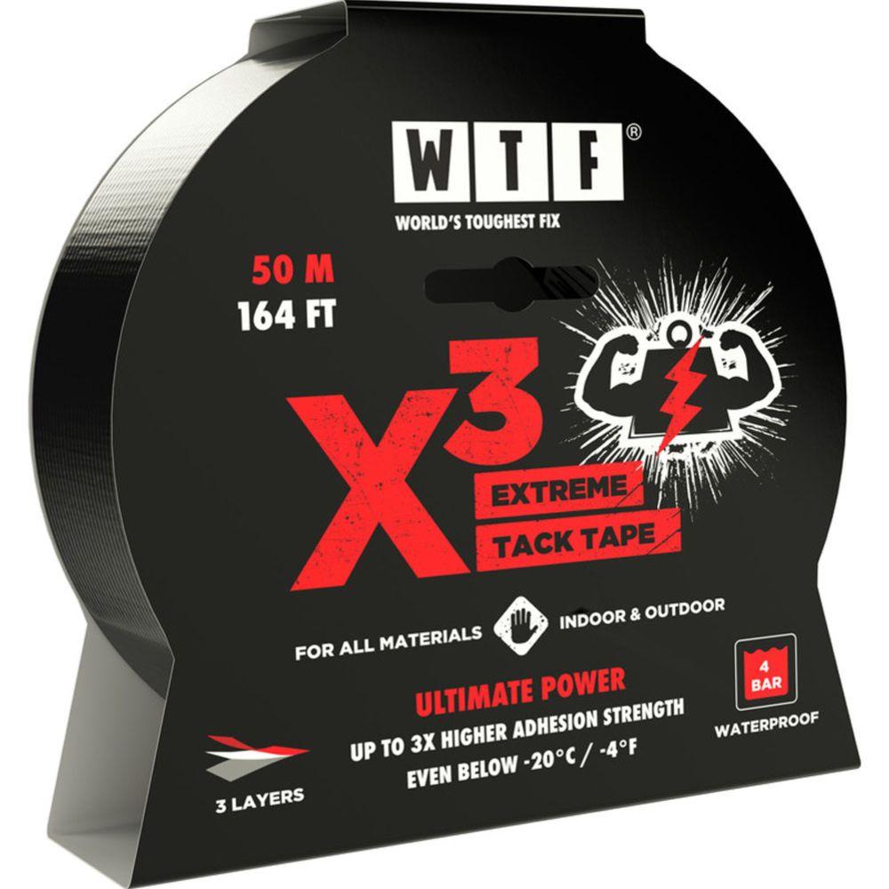 WTF X3 Extreme Tack Tape silvertejp svart 48 mm x 50 m