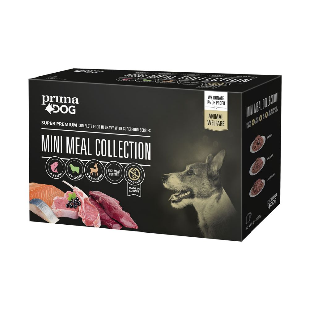 PrimaDog Mini Meal portionsmåltider i sås 12 x 85 g