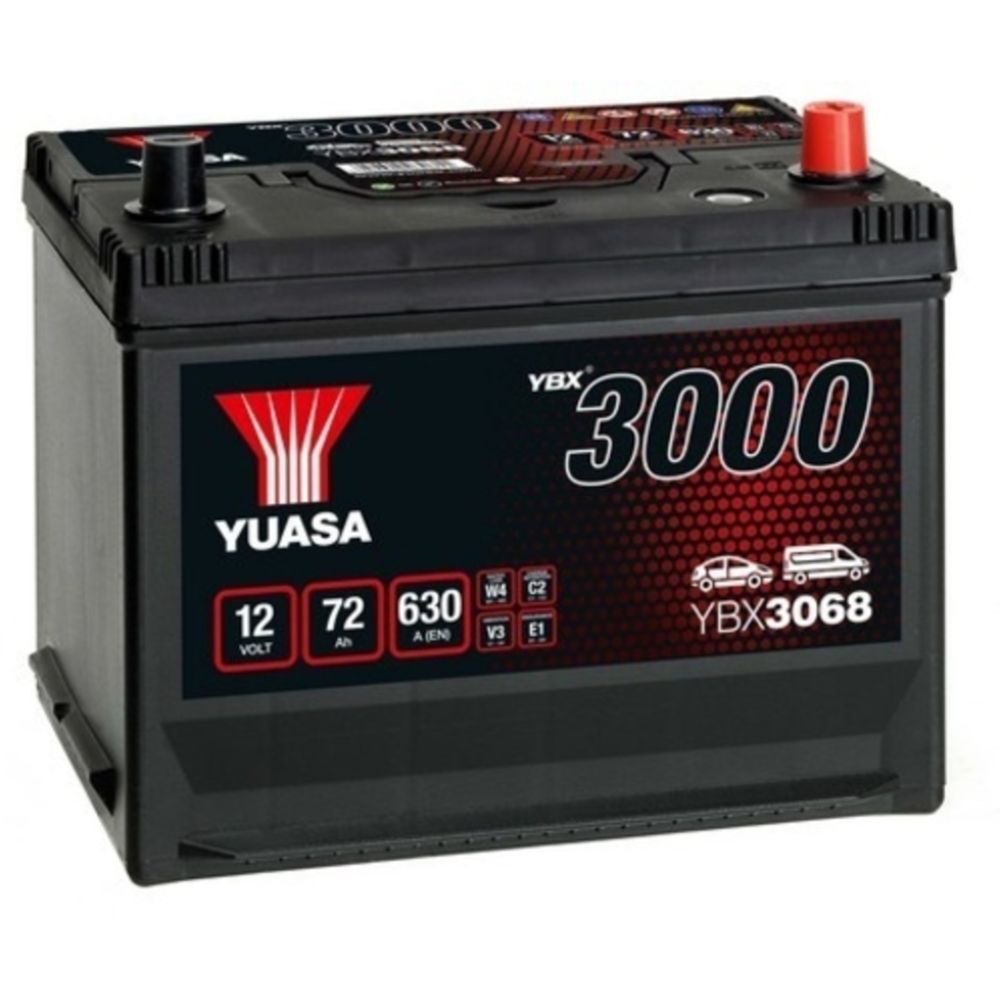 Yuasa YBX3068 72Ah / 600A akku P269 x L174 x K225 -+