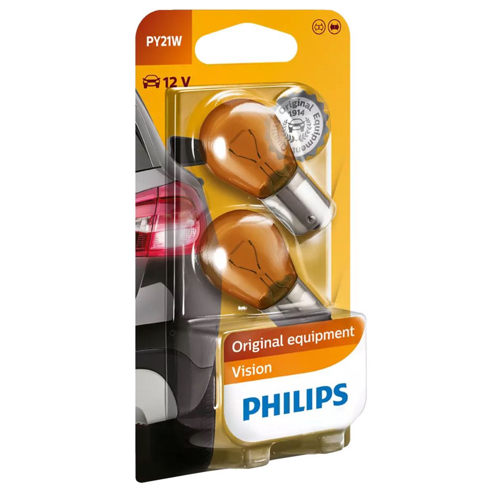 Philips BAU15s-pirnid, 2 tk, 12V 21W PY21W oranž/ambra 150°