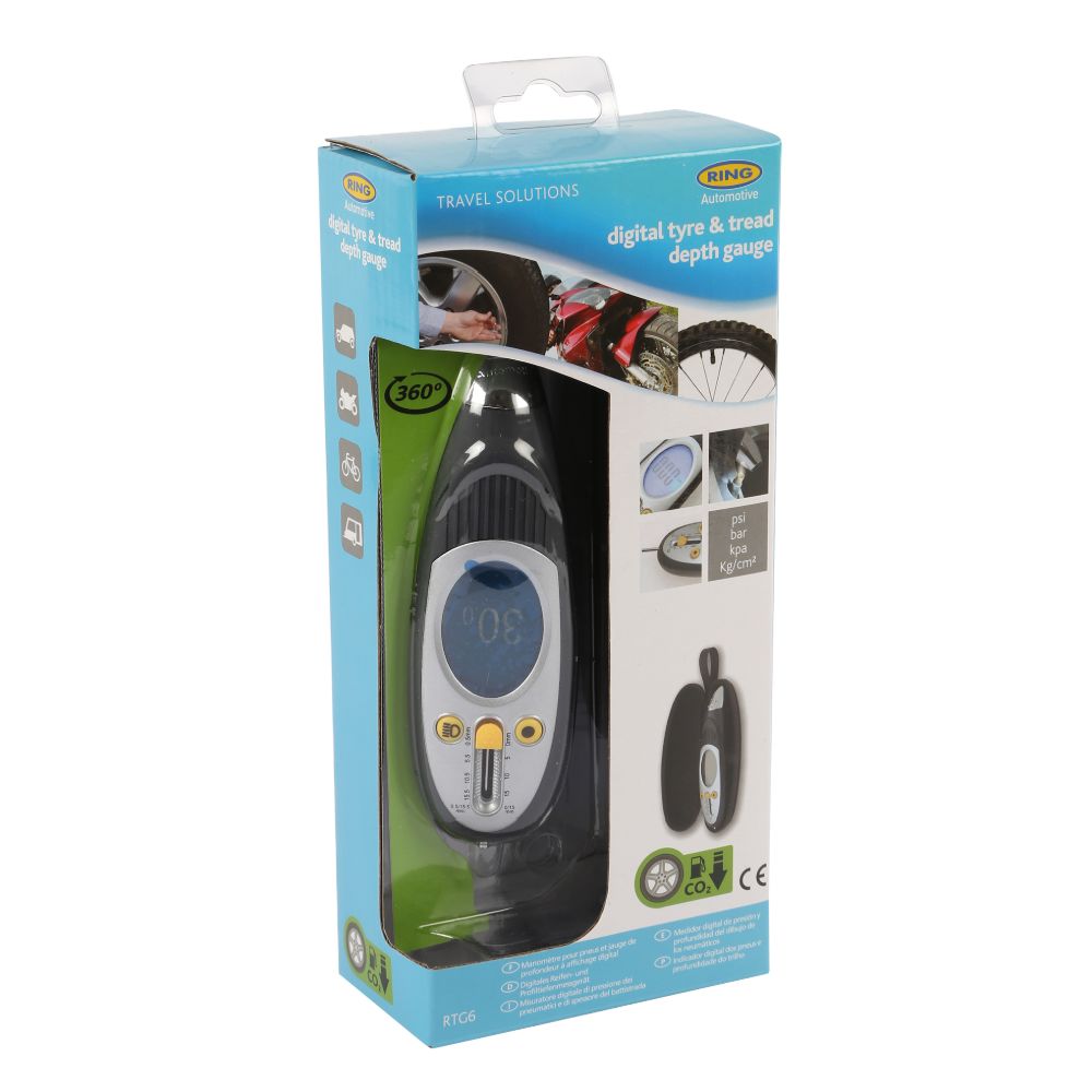 Ring Automotive RTG6 Rengaspaine- ja urasyvyysmittari digitaalinen
