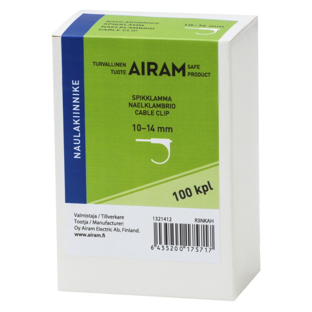 Airam kabelklammer TC 10–14 mm vit 100 st.
