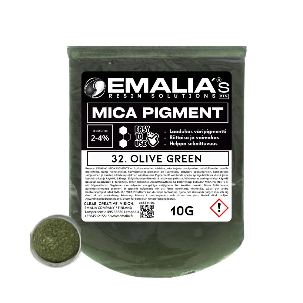 Emalia Mica Väripigmentti 10g oliivinvihreä helmiäispigmentti