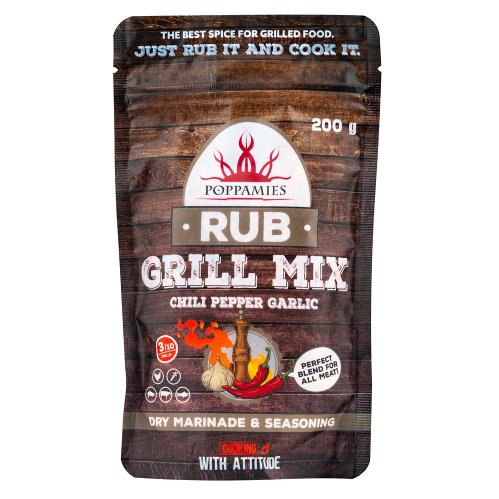 Poppamies Rub Grill Mix chili-pepper-garlic mausteseos 200 g