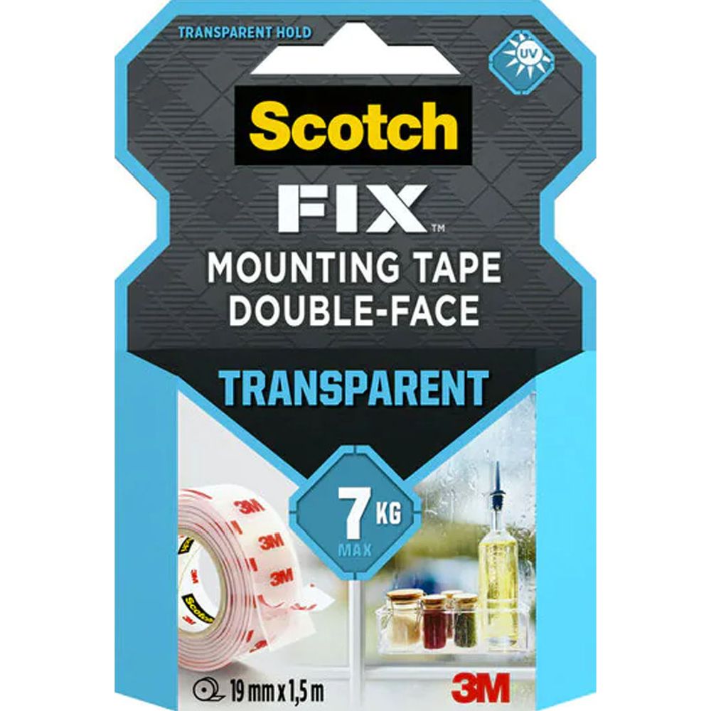 Scotch-Fix® Asennusteippi läpinäkyvä 19 mm x 5 m