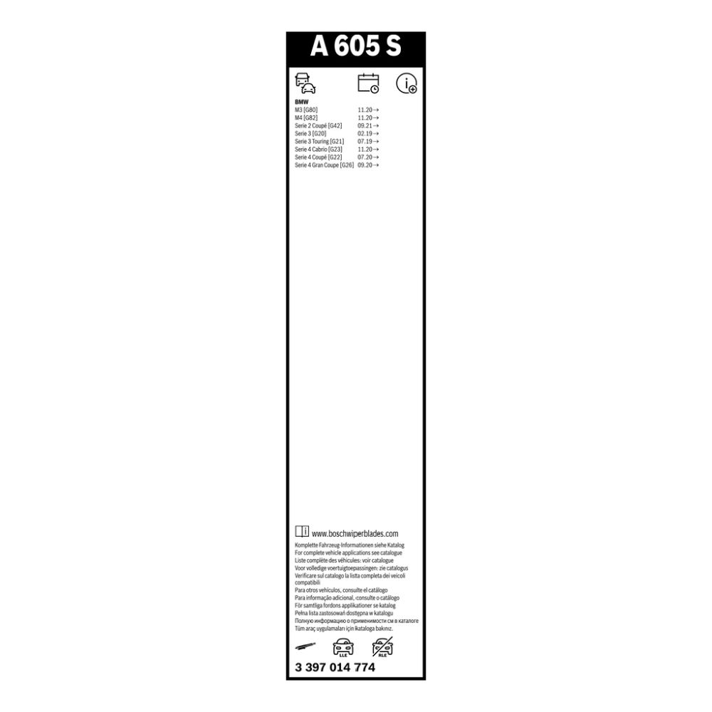 Bosch Aerotwin A605S pyyhkijänsulkapari 60 + 47,5 cm