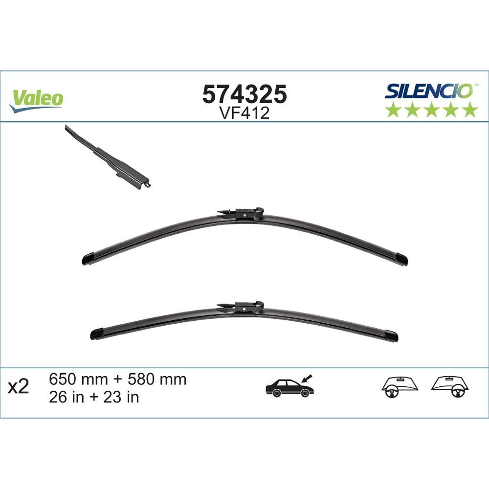 Valeo X-trm/AeroTwin VM412/VF412/A967S pyyhkijänsulkapari 65 + 58 cm