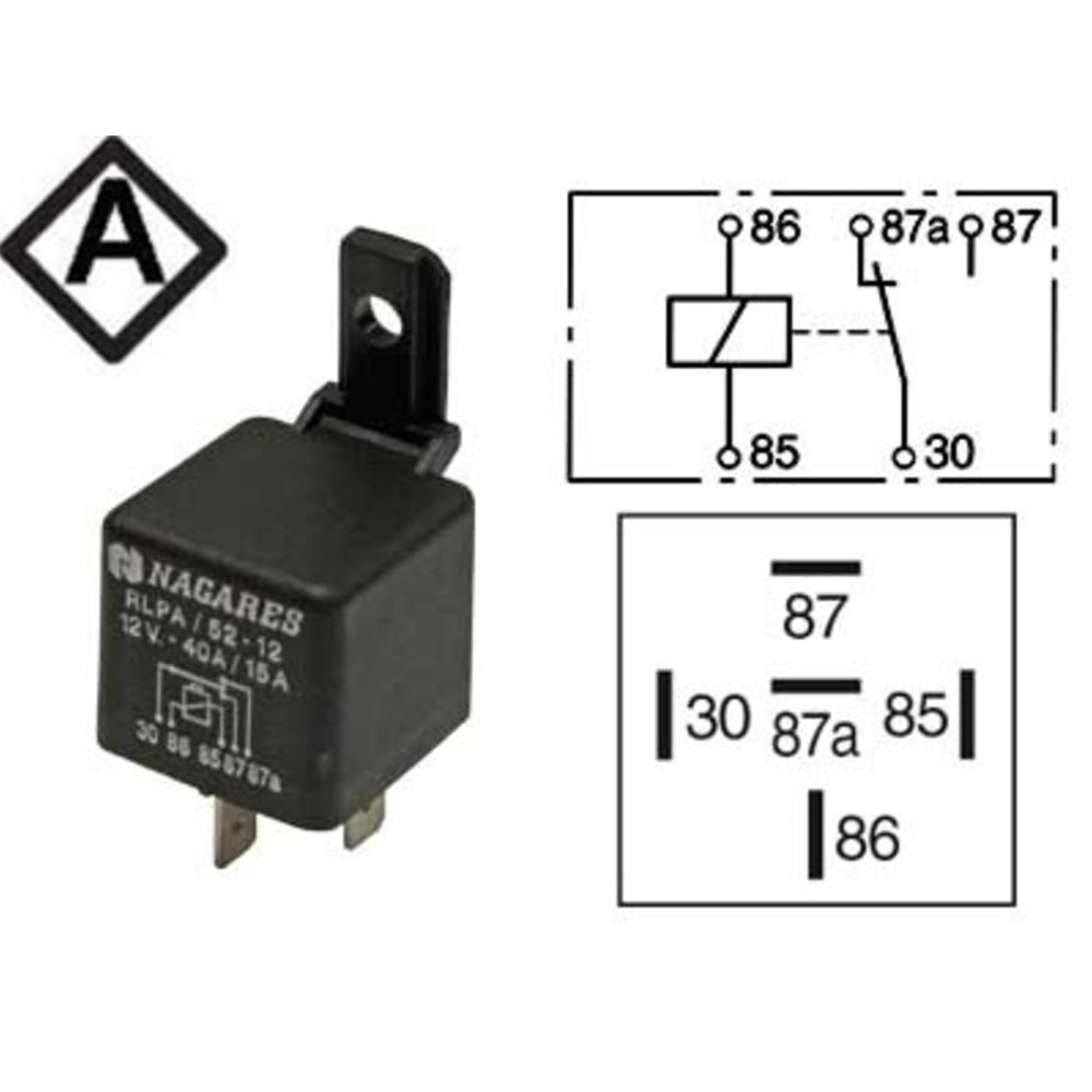 Växelrelä 12 V 40/15 A