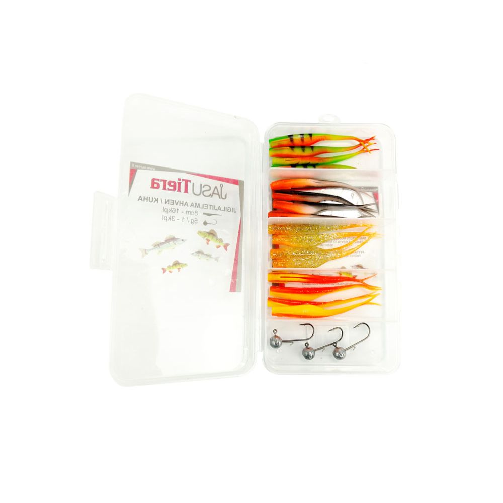 Jasu Tiera kalajigilajitelma 10cm 16kpl + jigipäät