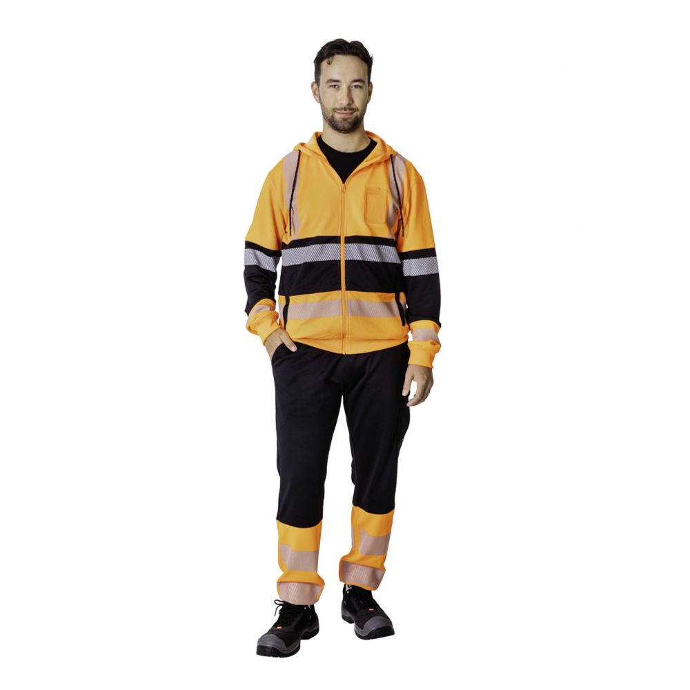 MTX Workgear huvtröja med dragkedja varsel orange/svart