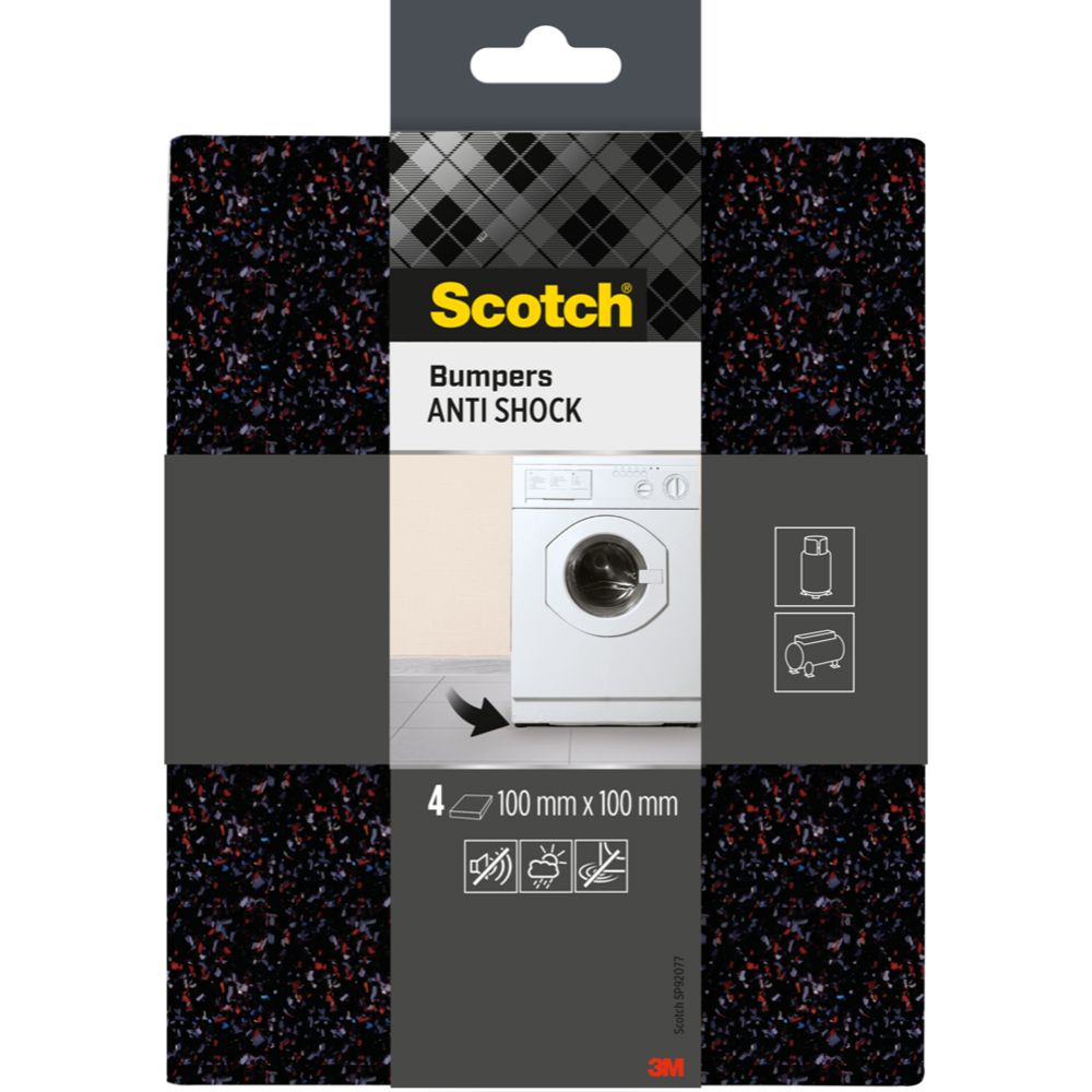 Scotch Anti-Shock vibrationsdämpare 100 x 100 mm svart 4 st.
