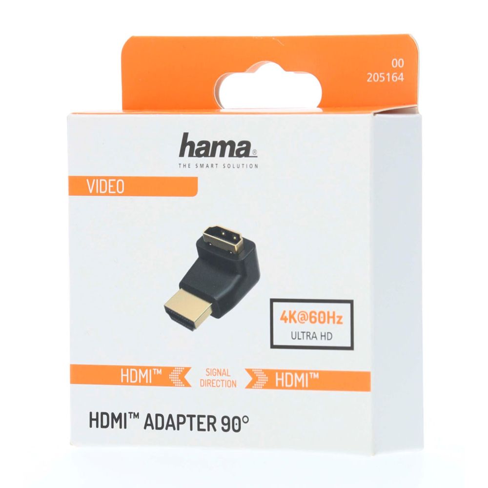 Hama HDMI™-kulma-adapteri, HDMI™ uros - HDMI™ naaras, 90°, 4K