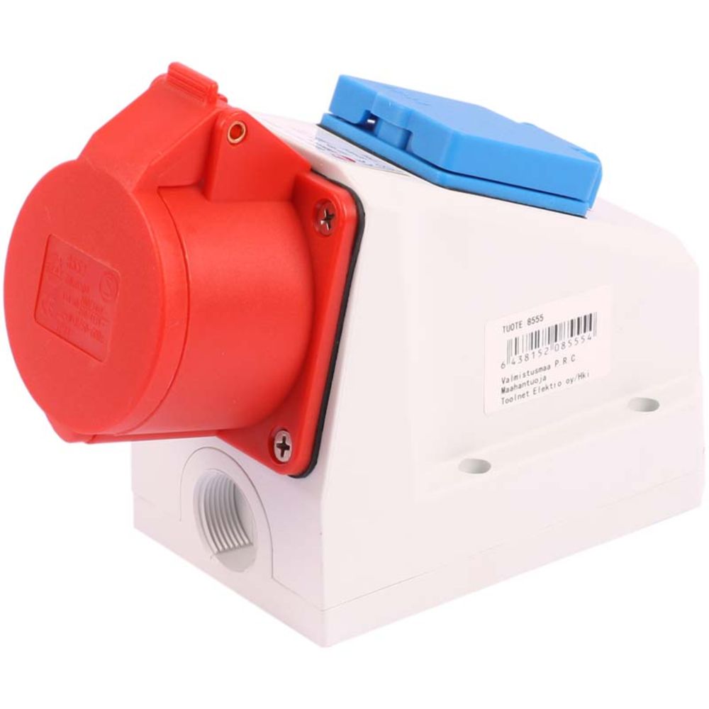 Kombiuttag 5-poligt + Schuko 16 A 230/400 V