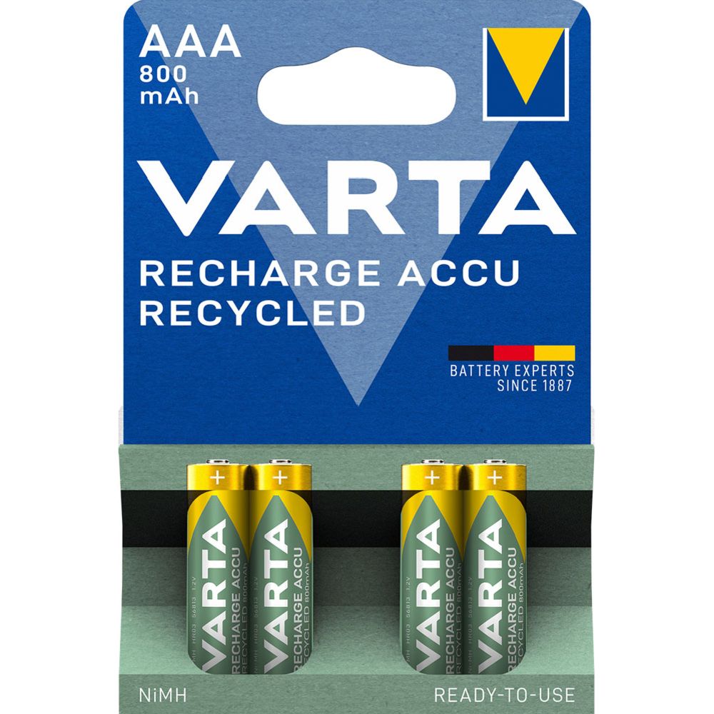 VARTA Recycled Accu AAA 800mAh akkuparisto 4 kpl