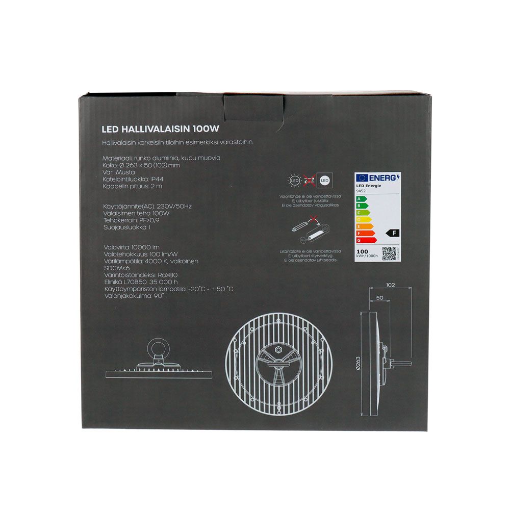 Led Energie hallampa 100 W 10 000 lm 4000 K IP44