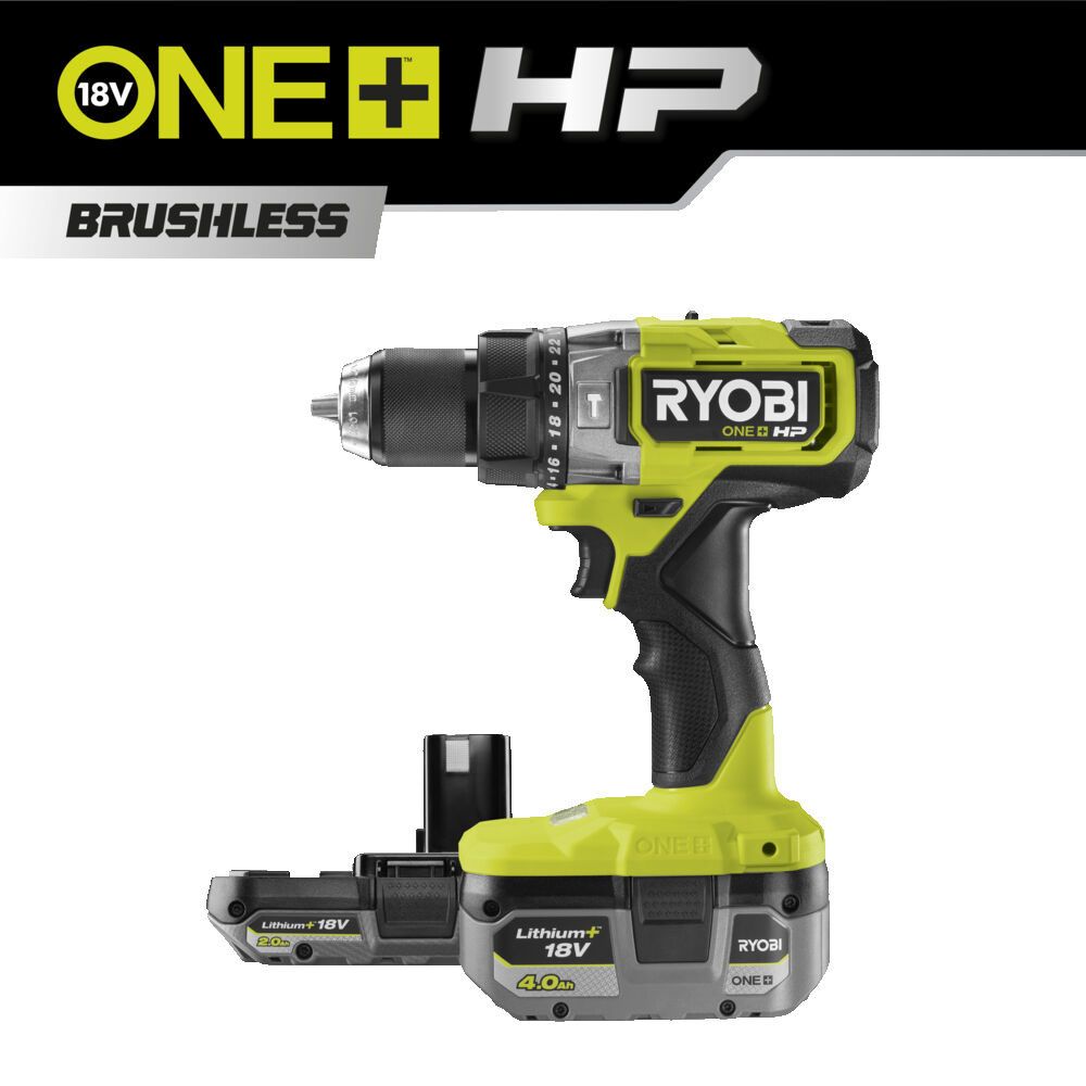 Ryobi ONE+ HP harjadeta akulöökpuurtrell RPD18X-242S (4,0 Ah & 2.0 Ah)