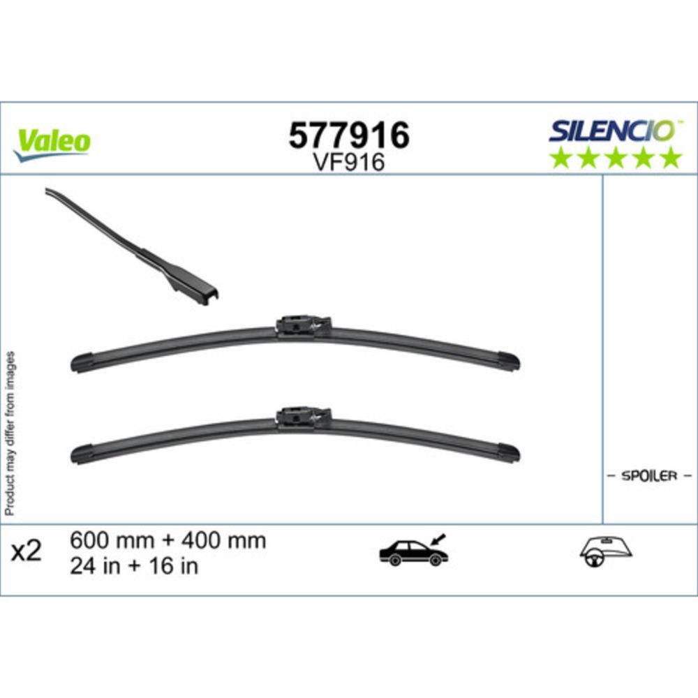 Valeo Silencio FB VF916 pyyhkijänsulkapari 60 + 40 cm