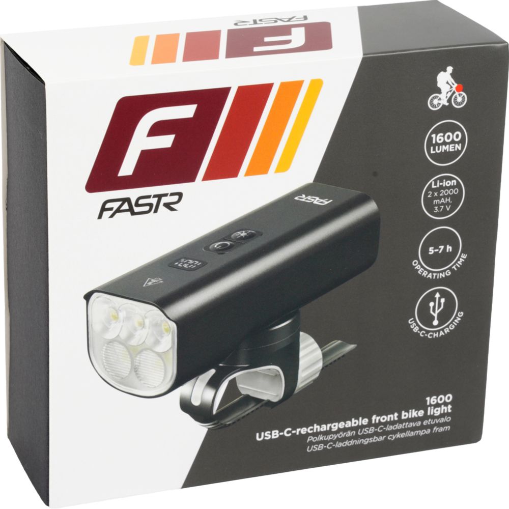 Fastr 1600 cykellampa fram USB-laddning