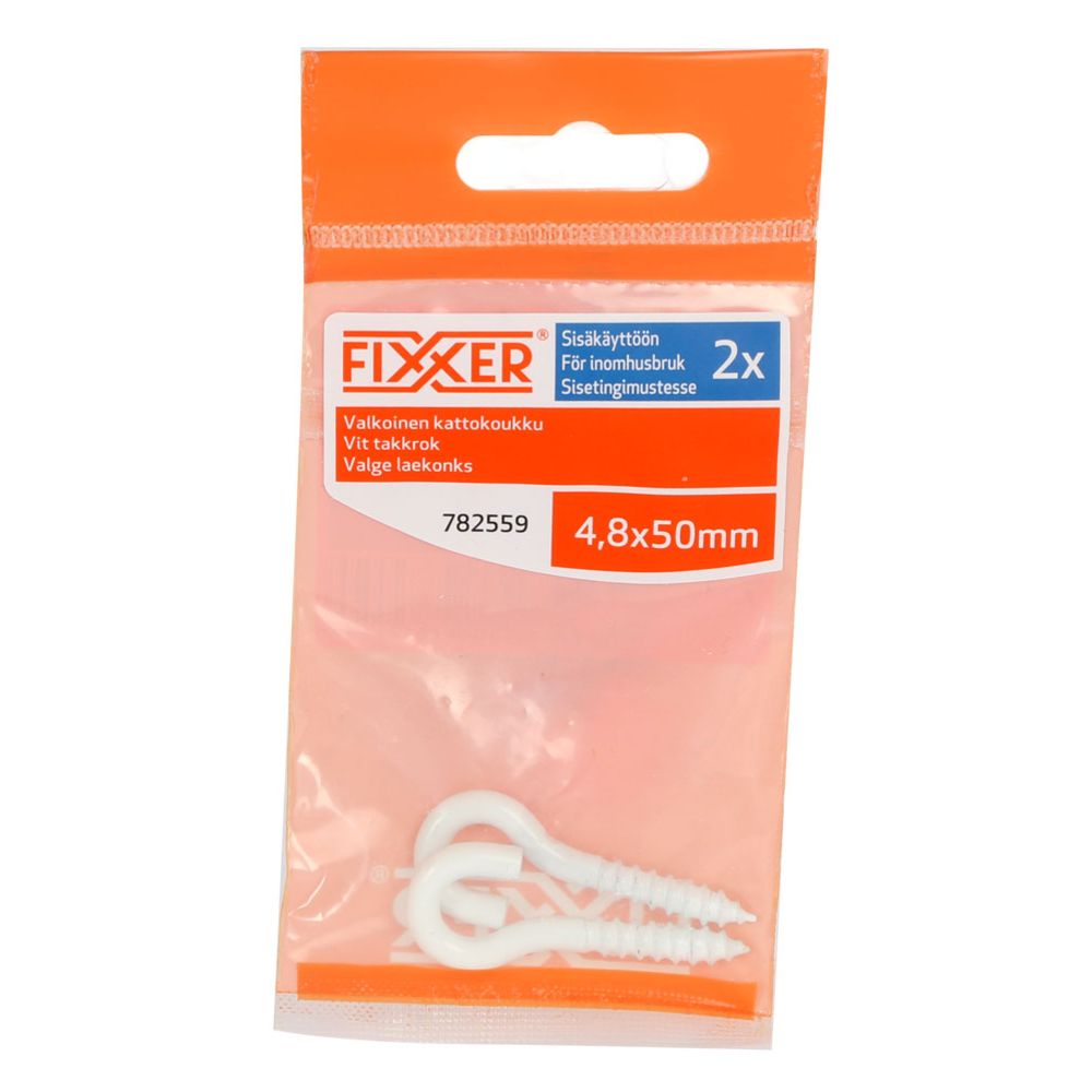 Fixxer® kattokoukku valkoinen 48 x 50 mm 2 kpl