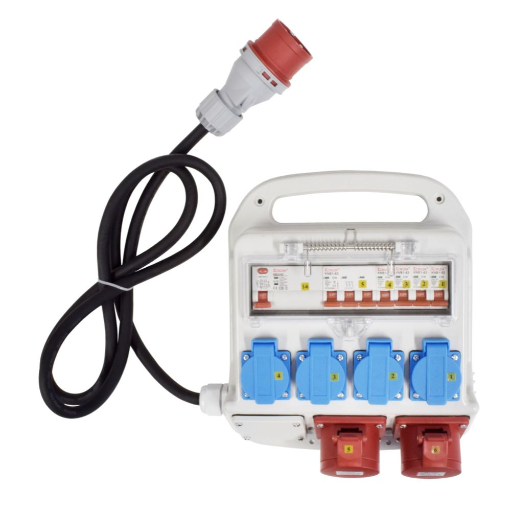 Harju alumine keskosa 2 x 5-pin. 16 A + 4 x Schuko