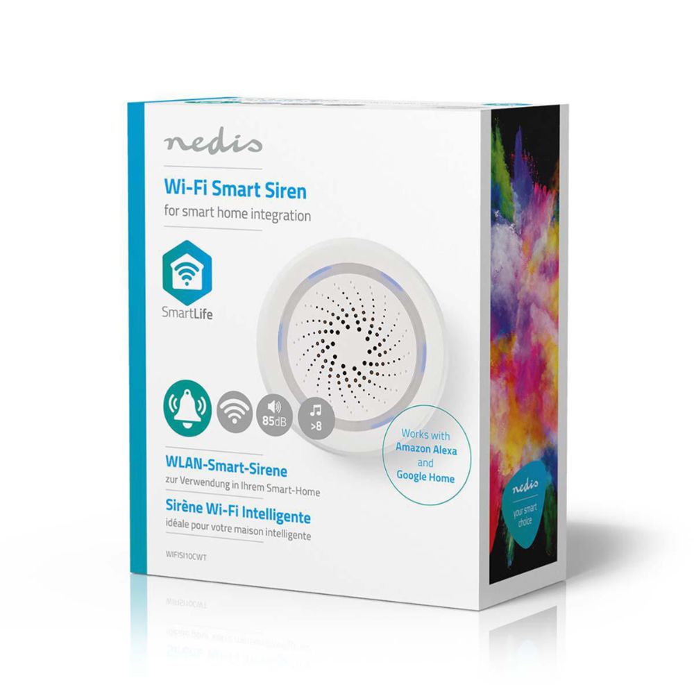 Nedis SmartLife WiFi siren 85 dB med larm eller dörrklocka