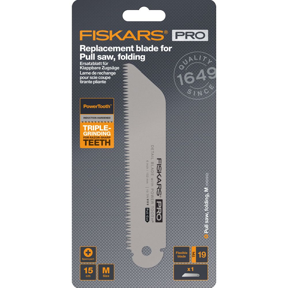 Fiskars Pro PowerTooth® reservblad för fällbar handsåg 19 tpi, 150 mm