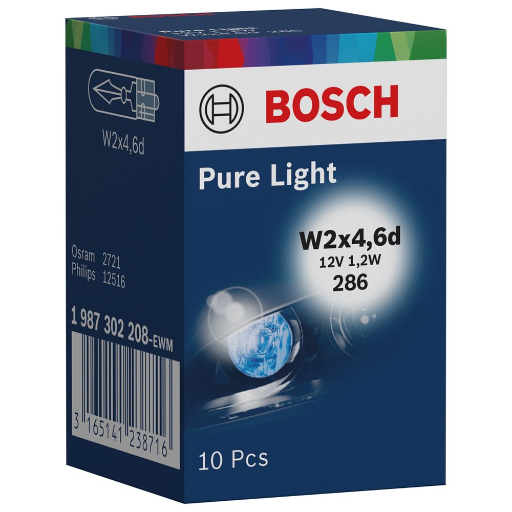Bosch klaassokliga pirn 12 V 1,2 W W1,2W (T5) 10 tk